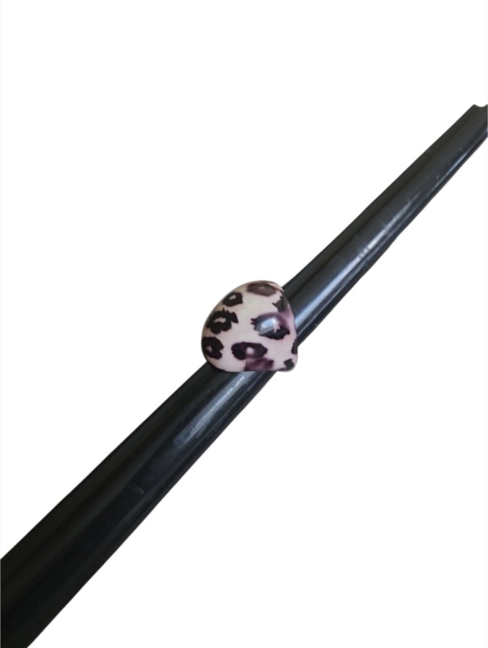 Size 8 Pink Leopard Print Dome Ring
